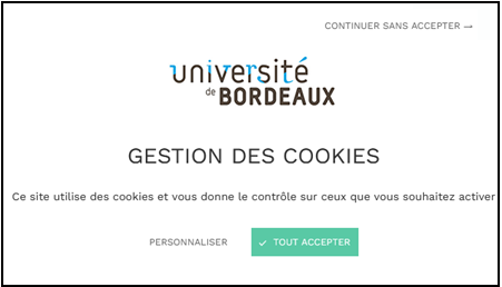 Exemple de bandeau de gestion des cookies